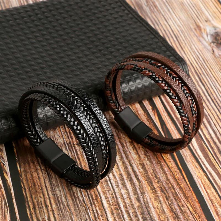 New Braided Leather Men Bracelet Rswank