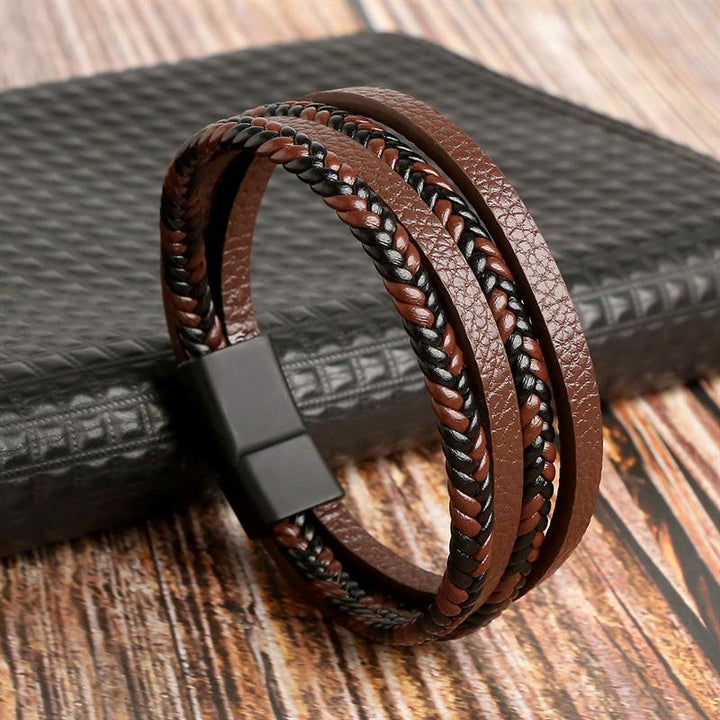 New Braided Leather Men Bracelet Rswank