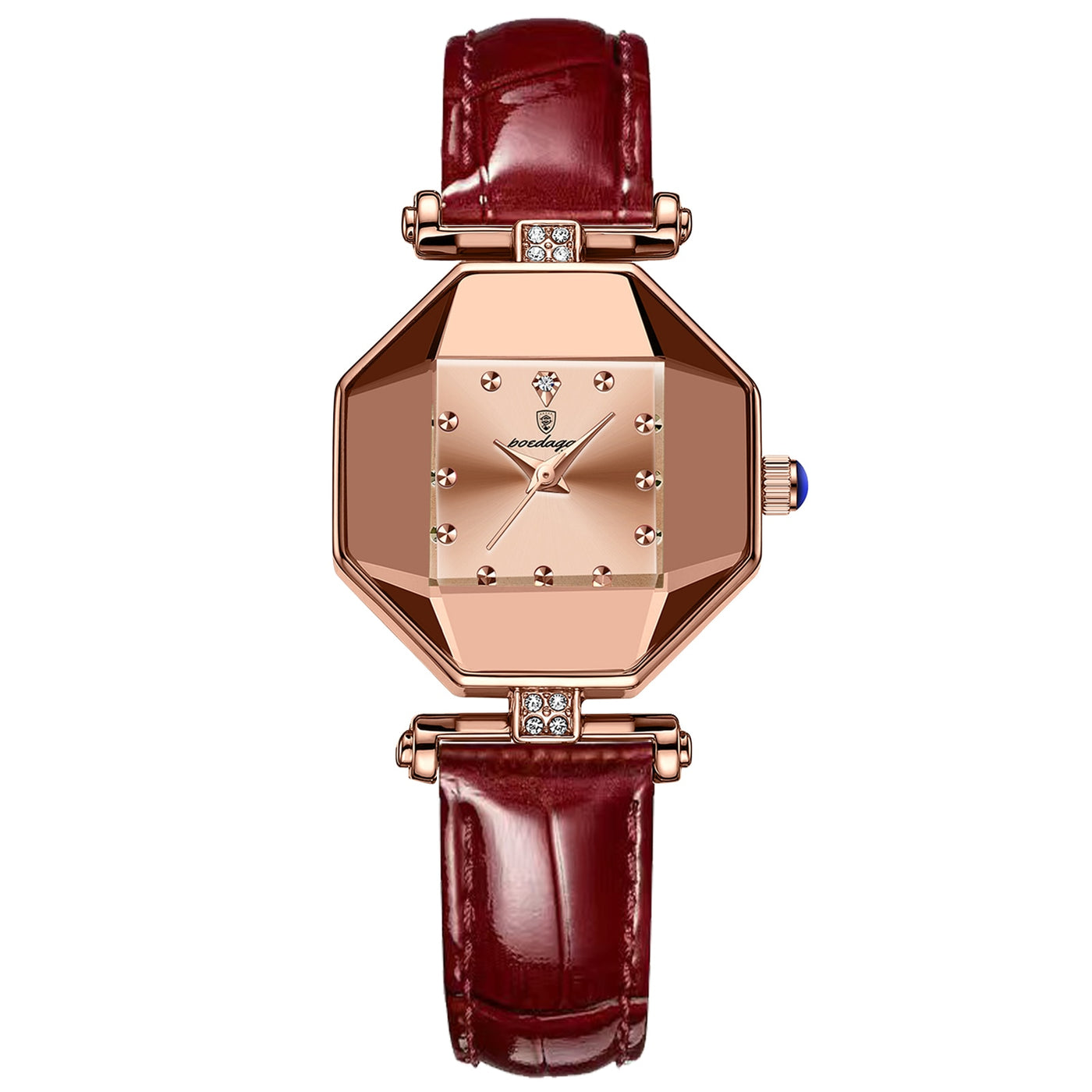 2022 Luxury Quartz Watch Girl's Elegant Fashion Red Dial Waterproof Ladies Leather Watches Women High Quality Rswank