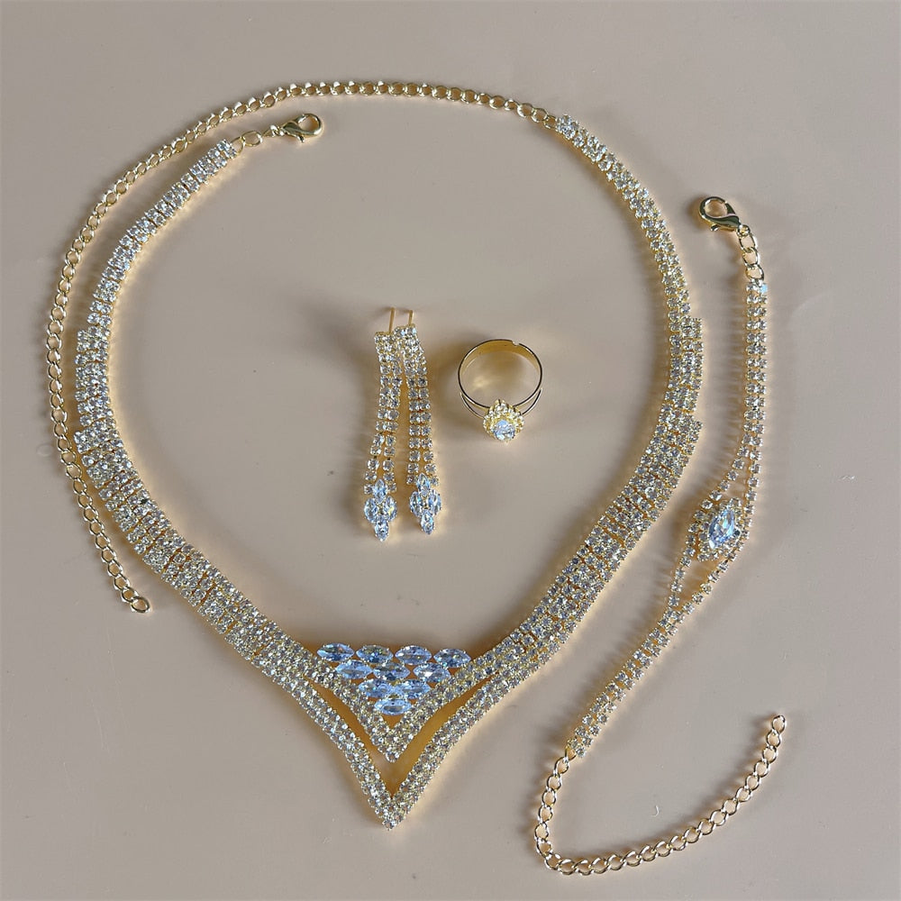 Set Earrings Necklace Wedding Geometric Elegant Romantic Bridesmaid