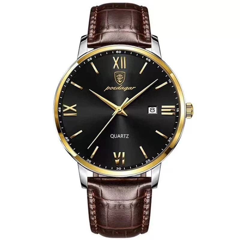 POEDAGAR Men's Watches Top Brand Luxury Men Wrist Watch Leather Quartz Watch Sports Waterproof Male Clock Business Watch +Box Rswank