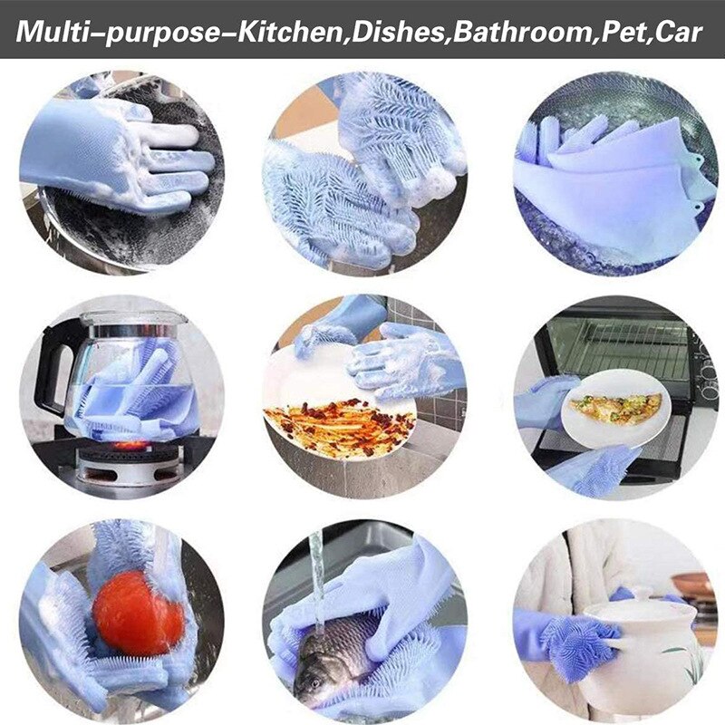 1Pair Dishwashing Cleaning Glove Silicone Rubber Rswank