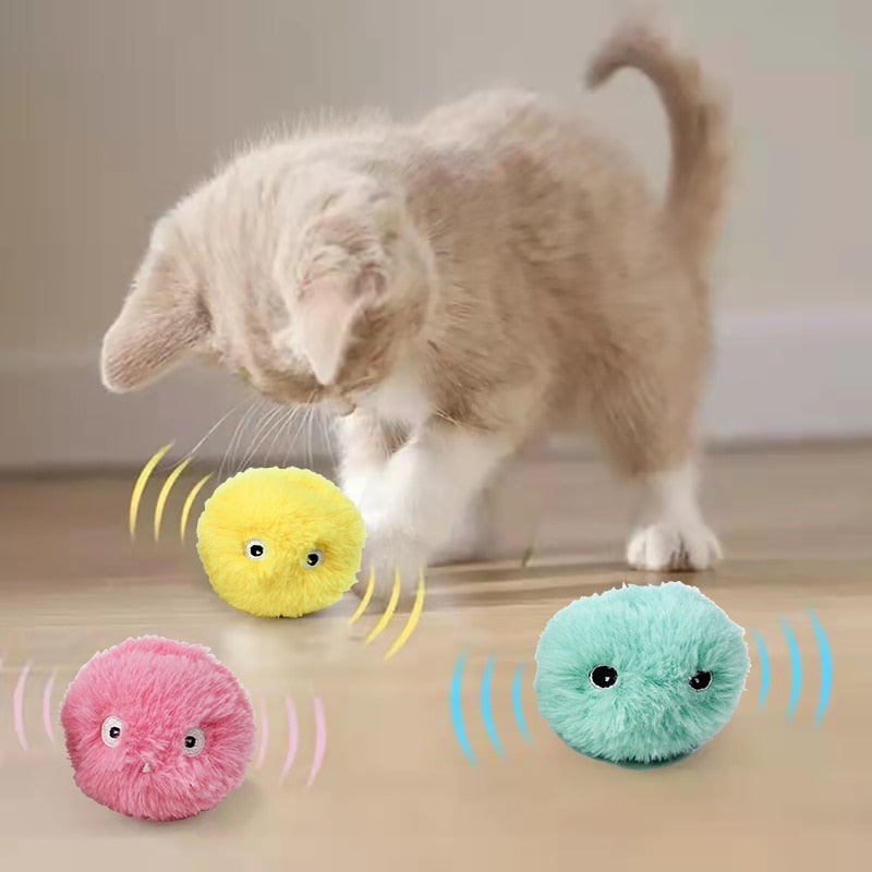 Smart Cat Toys Interactive Ball Plush Electric Catnip Training Toy Kitten Touch Sounding Rswank