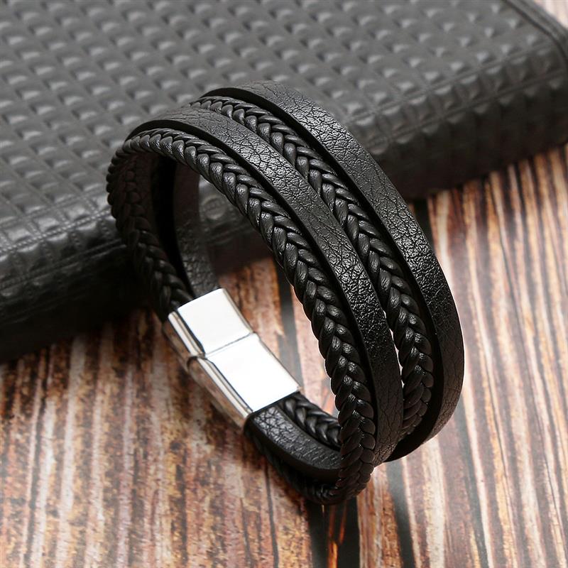 New Braided Leather Men Bracelet Rswank