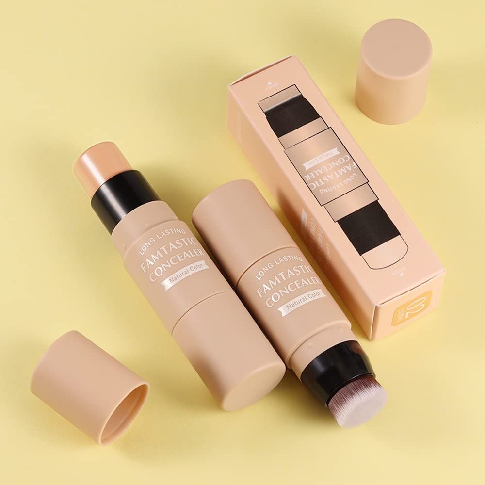 Stick Quick-Fix Highlighter Stick Smoother Moisturizing Concealer Double Head with Brush Contour Neutral Makeup Rswank