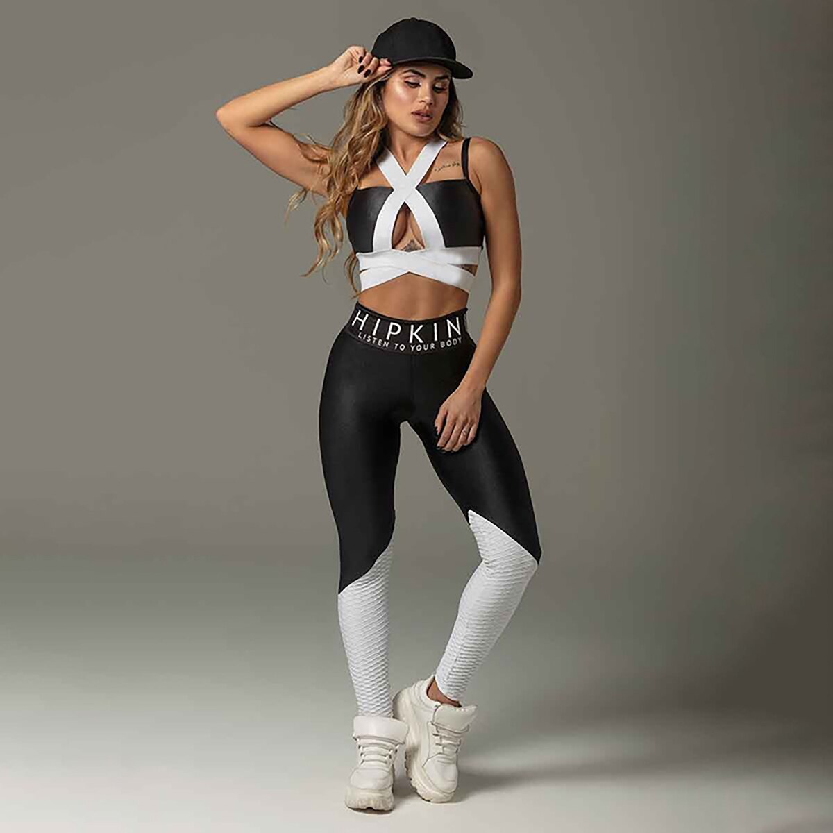 Yeezzi Women Fitness Sportswear Contrast Color Cross Cutout Back Rswank