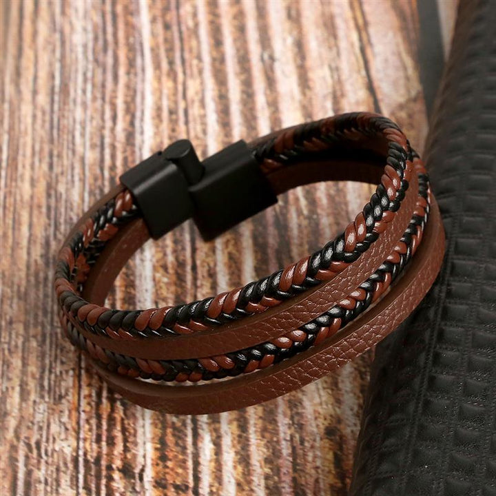 New Braided Leather Men Bracelet Rswank