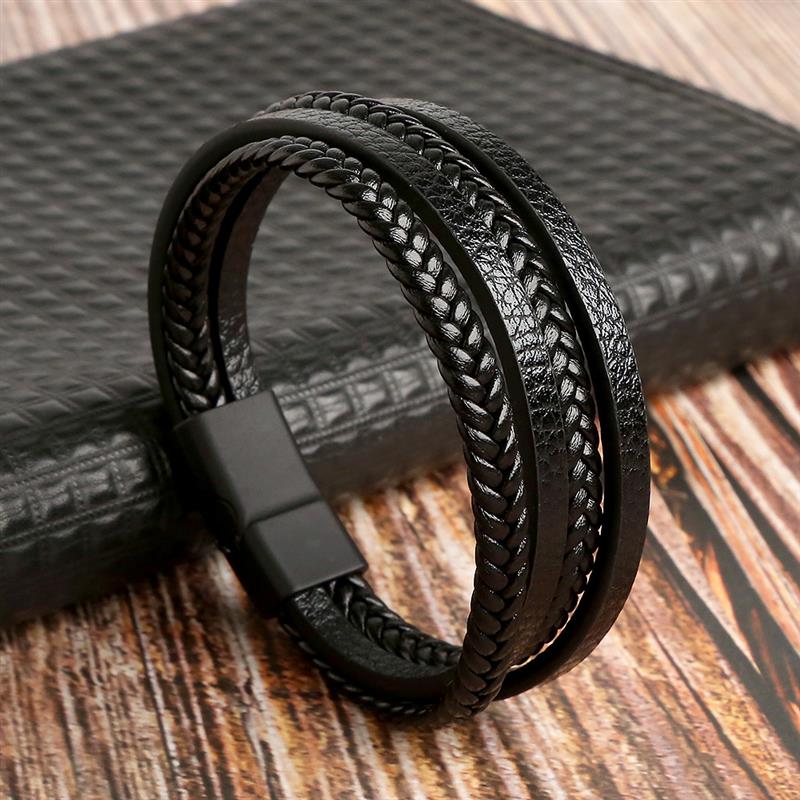 New Braided Leather Men Bracelet Rswank