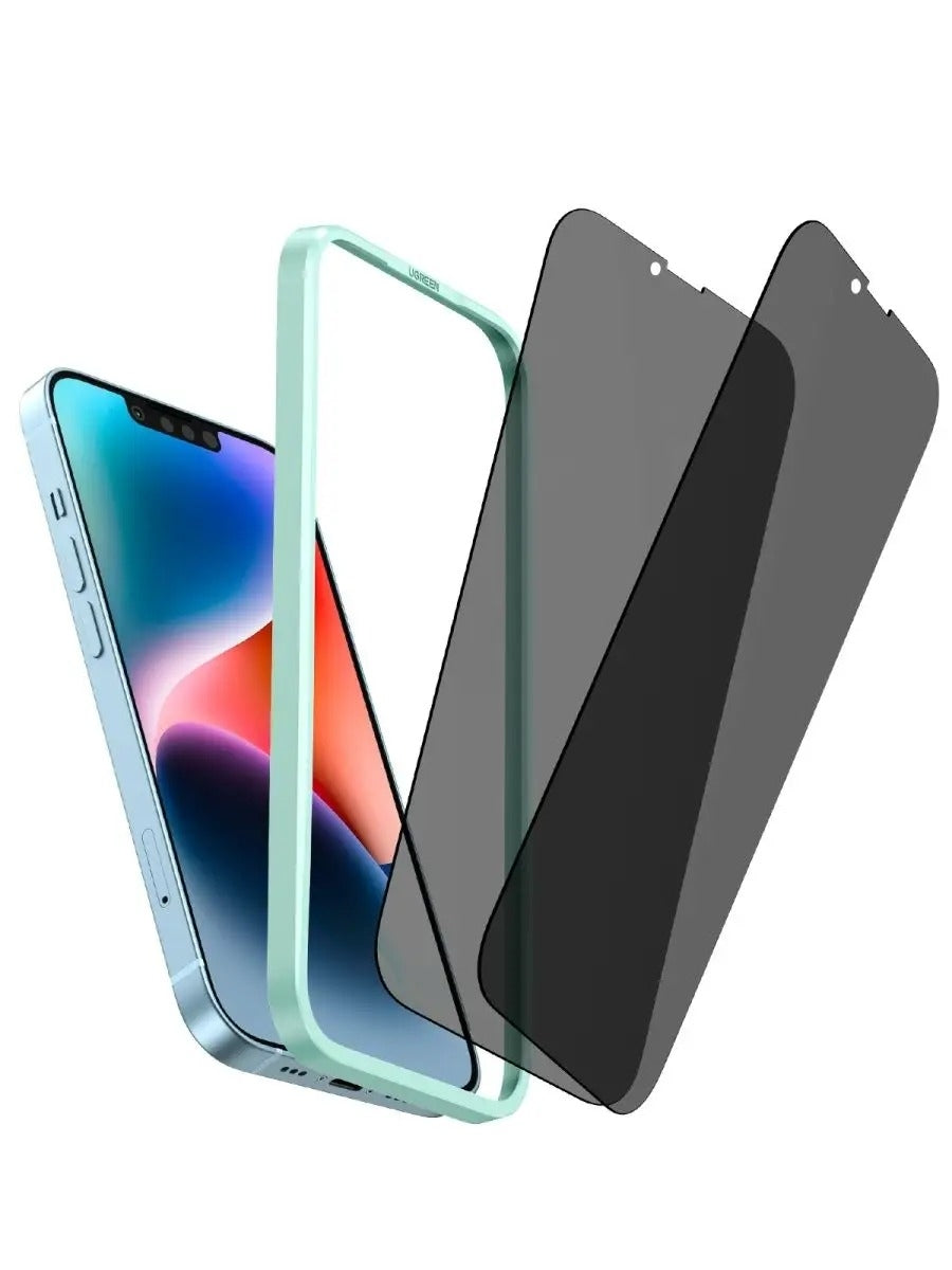 UGREEN 80992 Full Coverage Privacy Tempered Glass Screen Protector with Precise-Align Applicator for iPhone 13 Pro Max / 14 Plus (1-Pack)