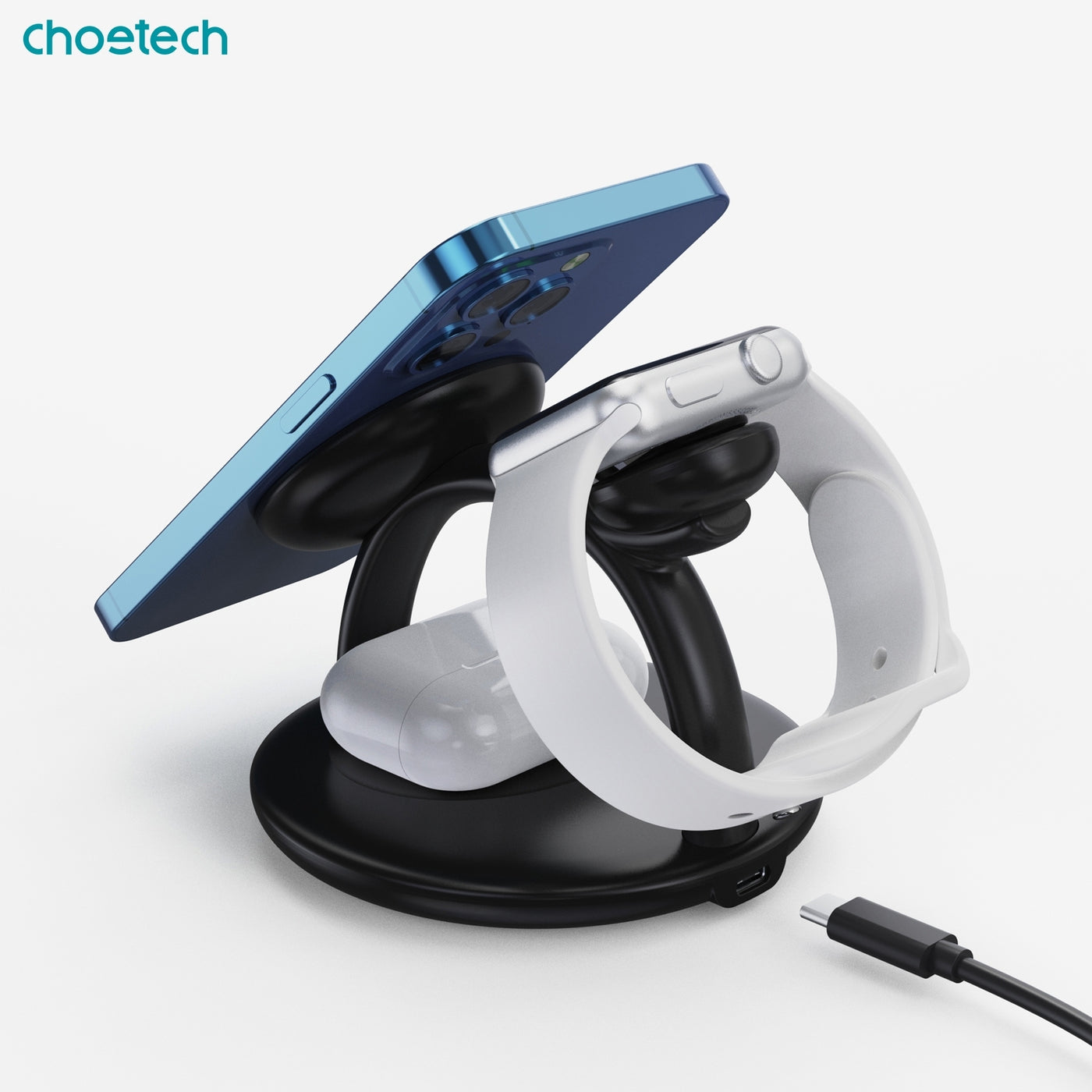 CHOETECH T587-F 3-in-1 Magnetic Wireless Charger Station for iPhone 12/13/14/AirPods Pro/iWatch
