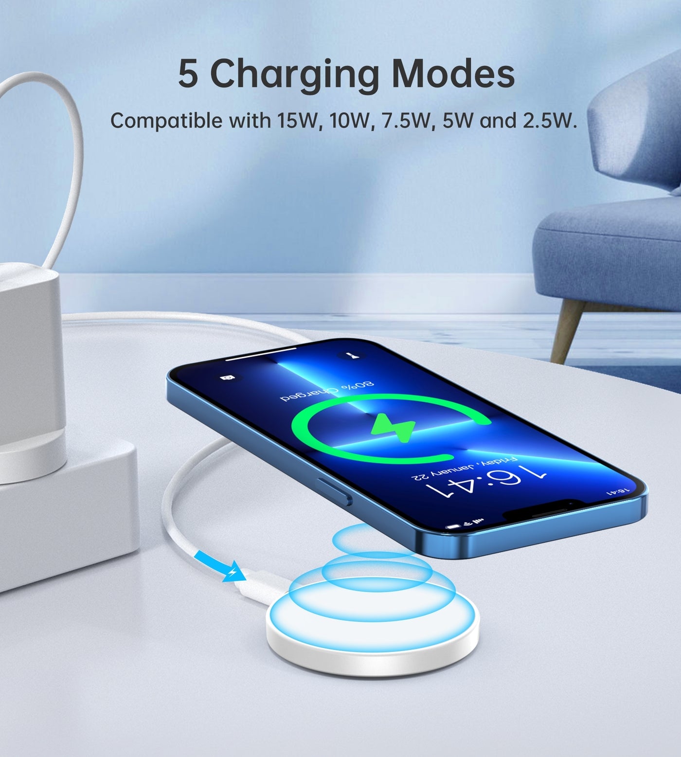 CHOETECH T603-F Ring Holder and Magnetic 15W Wireless Charger for Phone/airPod/iWatch