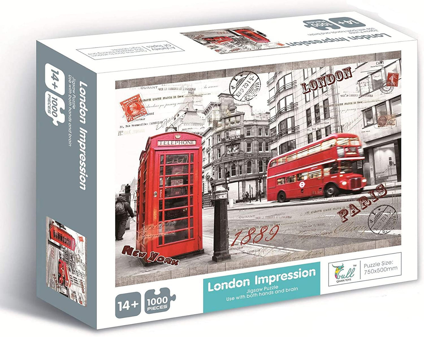 Jigsaw Puzzles 1000 Pieces for Adults London Impression Red Bus Telephone Booth Large Difficult Puzzles