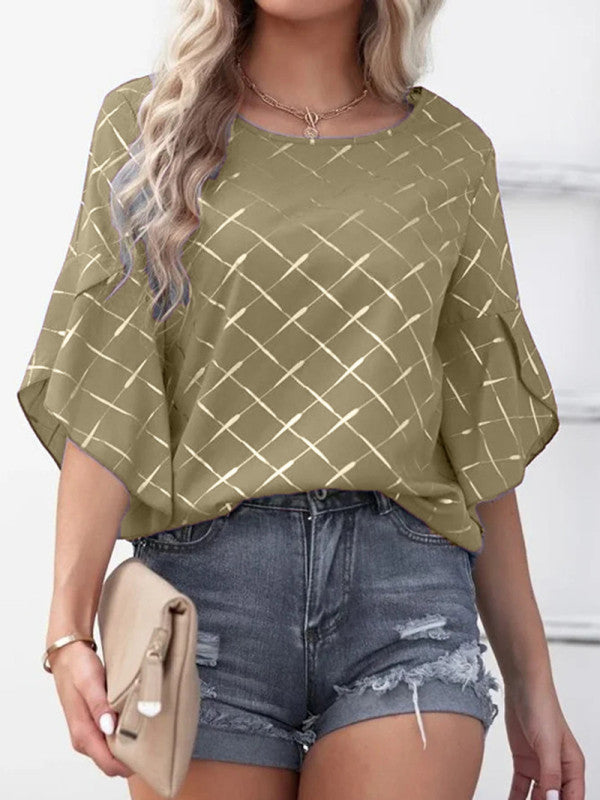 Women's Printed Ruffle Sleeve Blouse