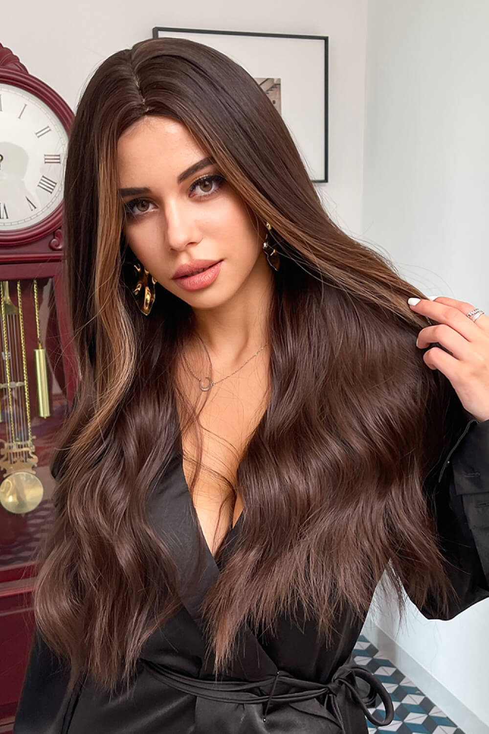 Full Machine Long Wave Synthetic Wigs 26'' Trendsi