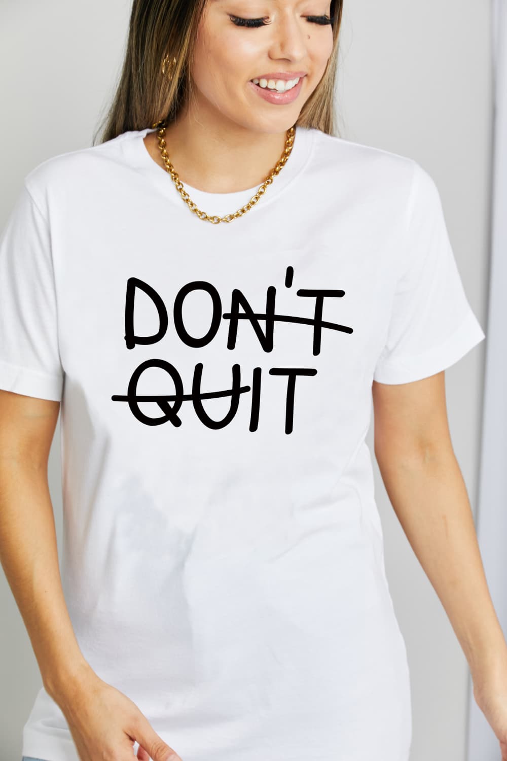 Simply Love Full Size DON'T QUIT Graphic Cotton T-Shirt