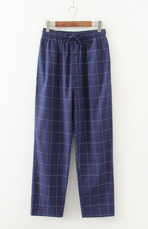 Men's thin pajamas cotton loose comfortable breathable air conditioning home pants kakaclo