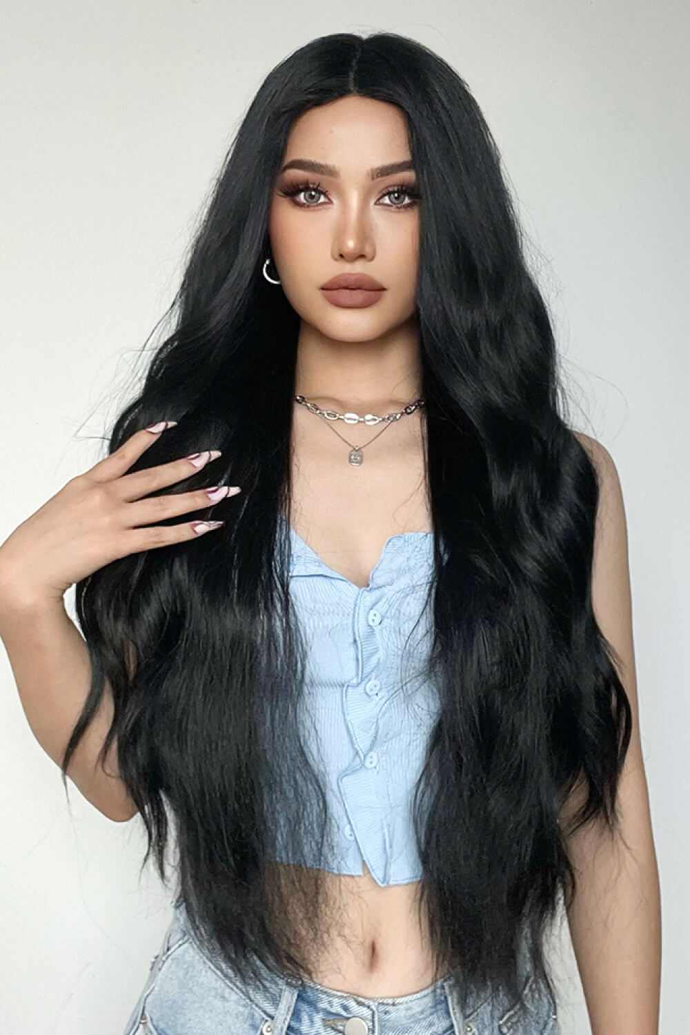 Full Machine Long Wave Synthetic Wigs 28'' Trendsi