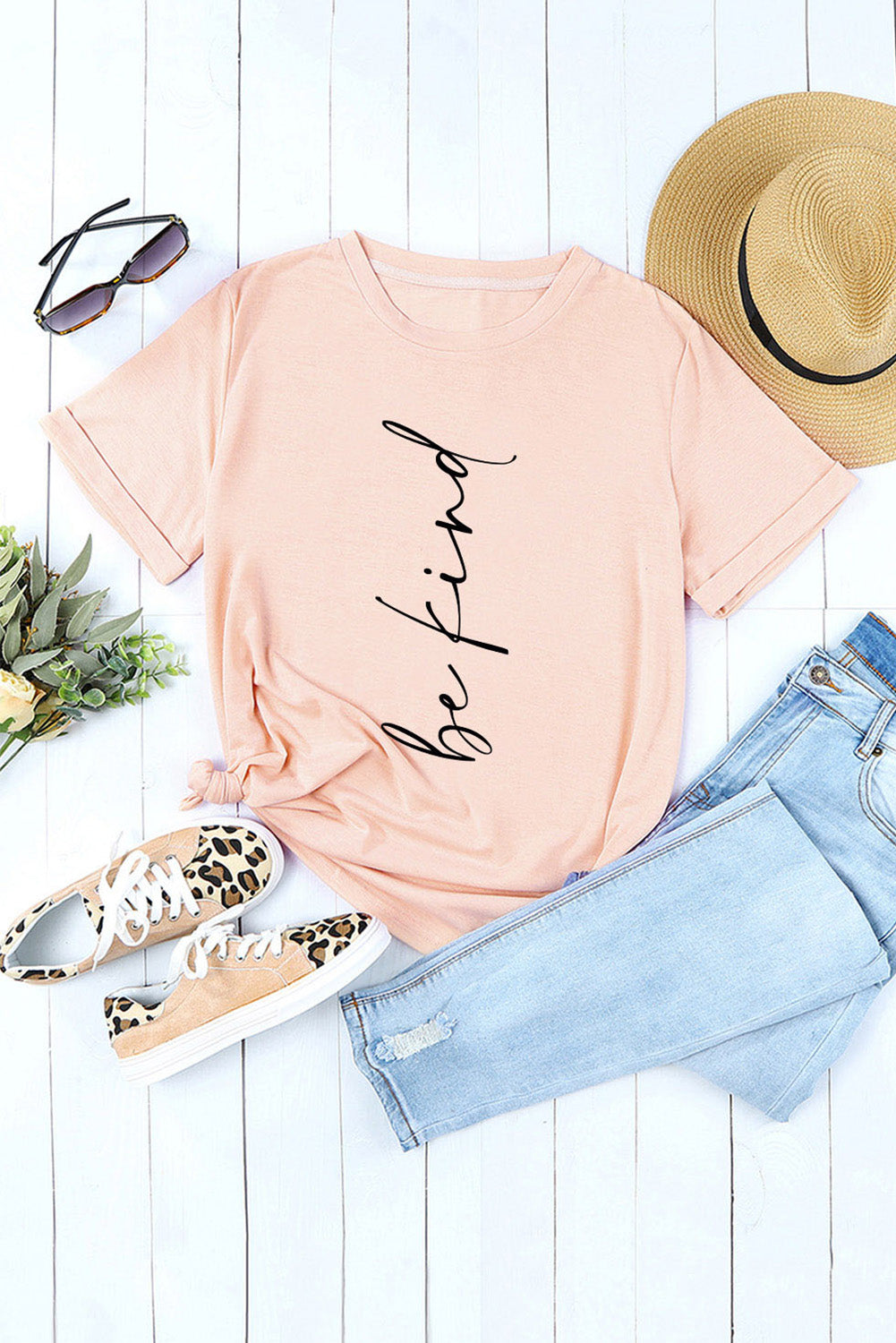 BE KIND Graphic Round Neck Short Sleeve Tee