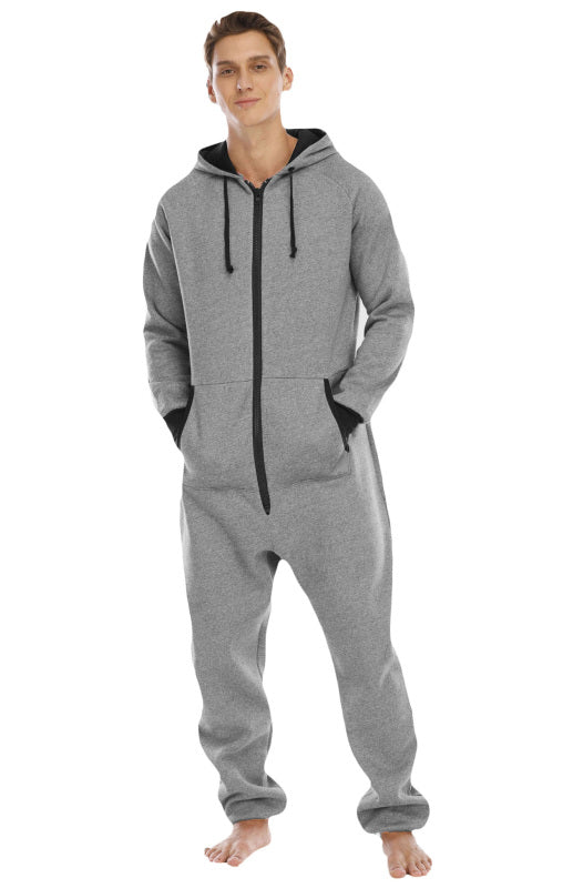 Men's Thickened Sweater Fleece Jumpsuit Pajamas Homewear Casual Suits kakaclo