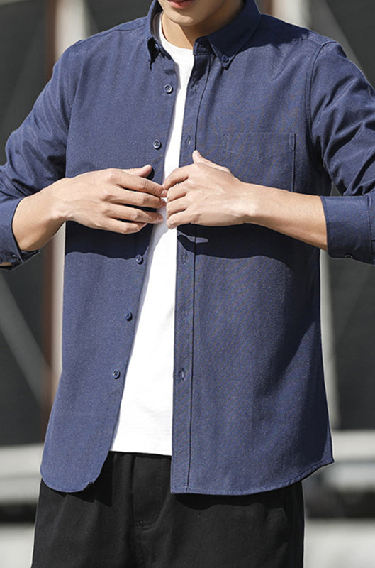 Men's Oxford Long Sleeve Casual Shirt kakaclo