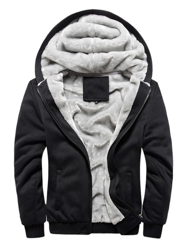 Men’s Combo Color Faux Fur Lined Zip Up Hoodie kakaclo