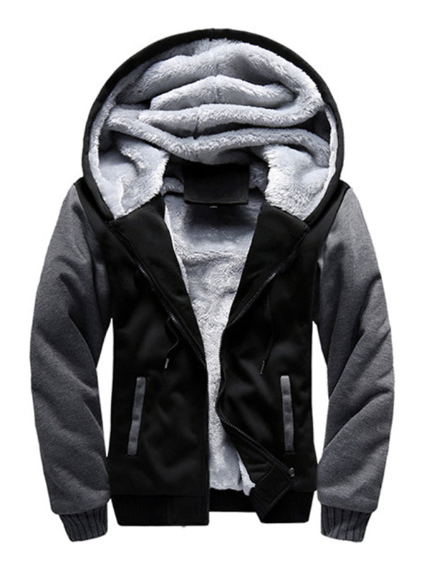 Men’s Combo Color Faux Fur Lined Zip Up Hoodie kakaclo