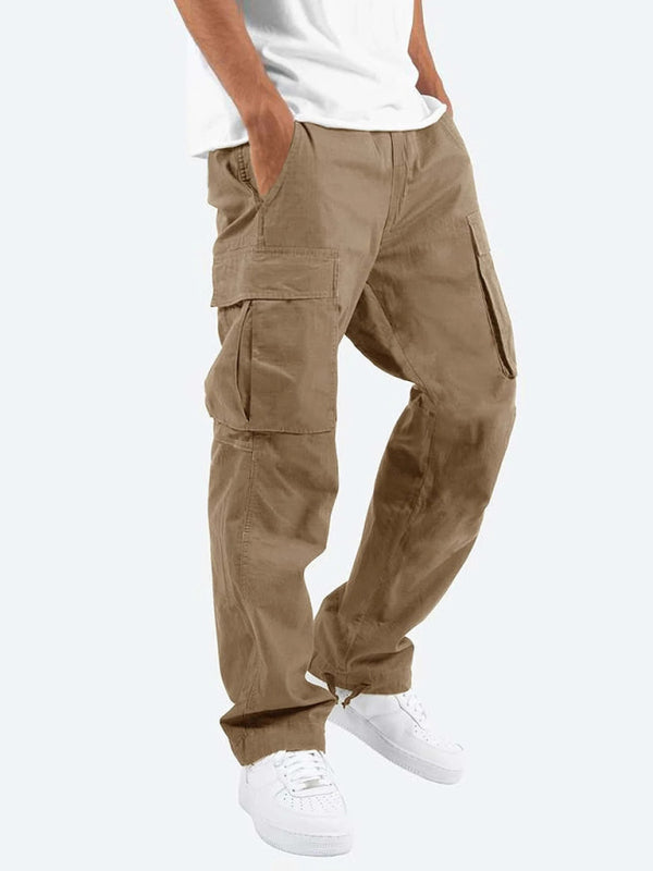Men's Solid Color Relaxed Cargo Pants kakaclo