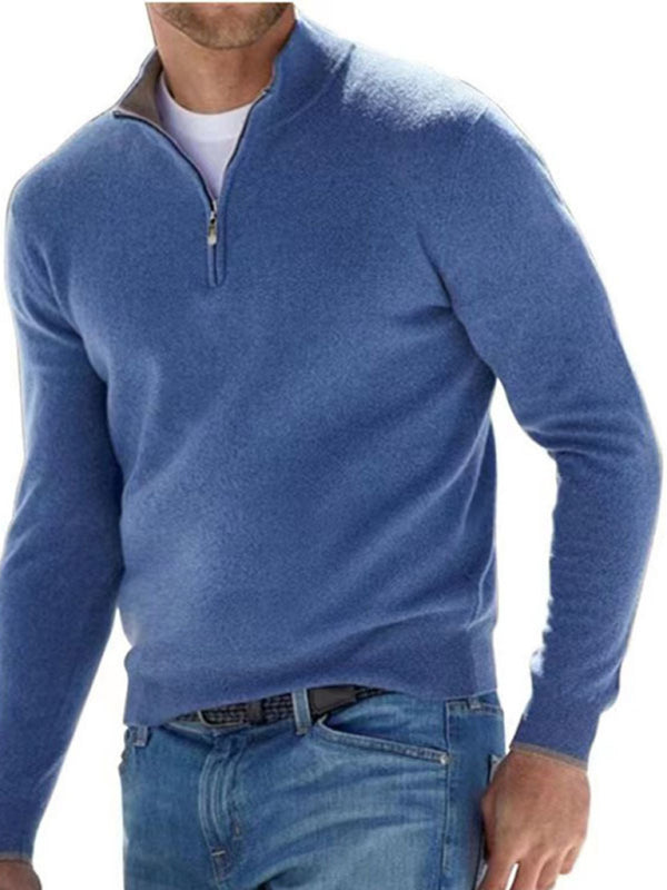 Men's Solid Color Fleece Half Zip Pullover kakaclo