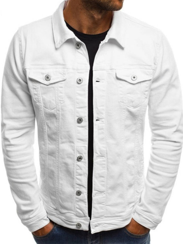 Trendy Fashion Casual Slim Denim Jacket Multi Pocket Button Stand Collar Workwear Jacket kakaclo