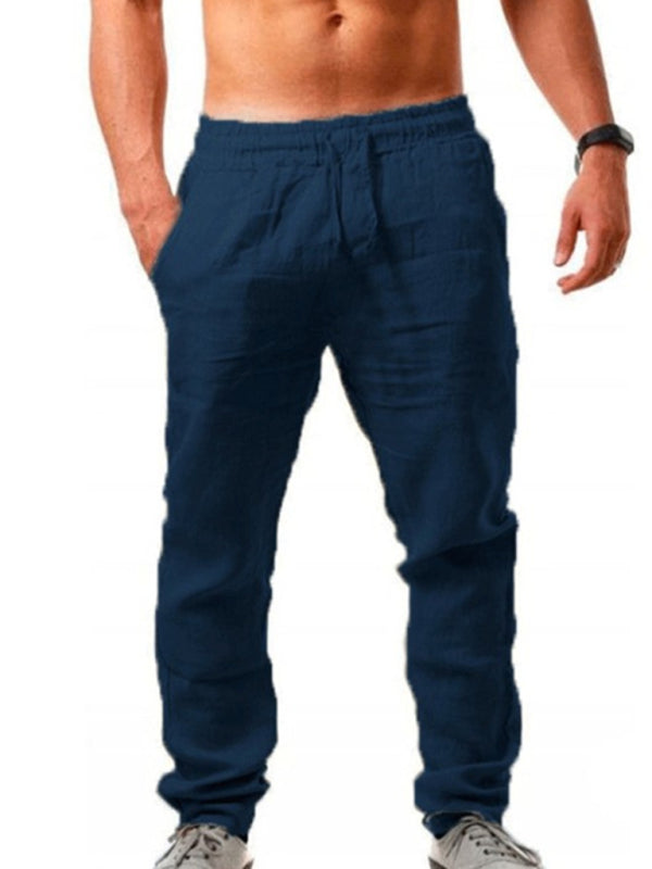 Men's solid elasticated waist loose-fitting casual pants kakaclo