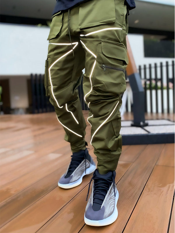 Men's trendy loose straight multi-pocket cargo pants kakaclo