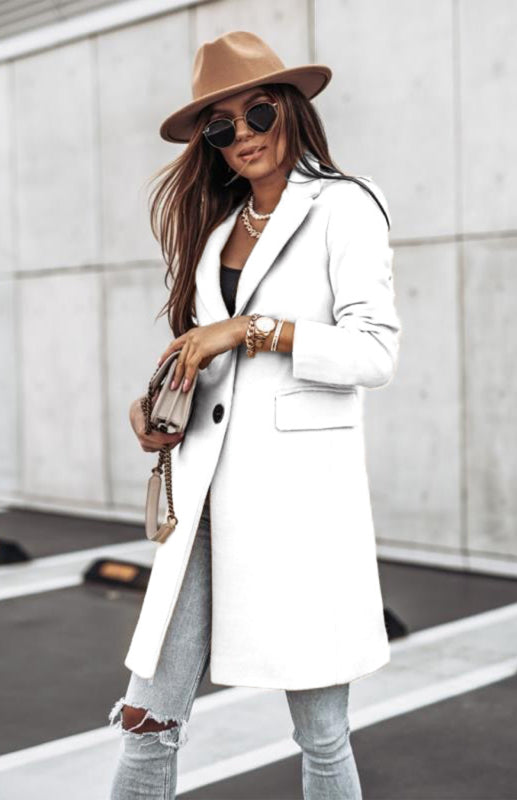 Autumn And Winter Leisure Long Sleeved Tweed Coat kakaclo