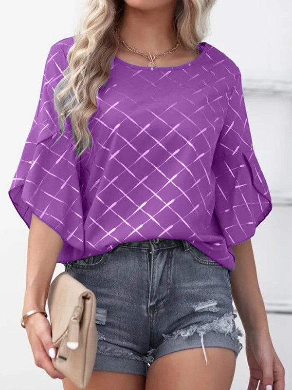 Women's Printed Ruffle Sleeve Blouse