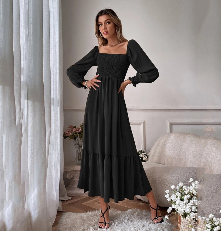 Fashion Hollow Outer Neck Long Sleeve Pullover Dress kakaclo