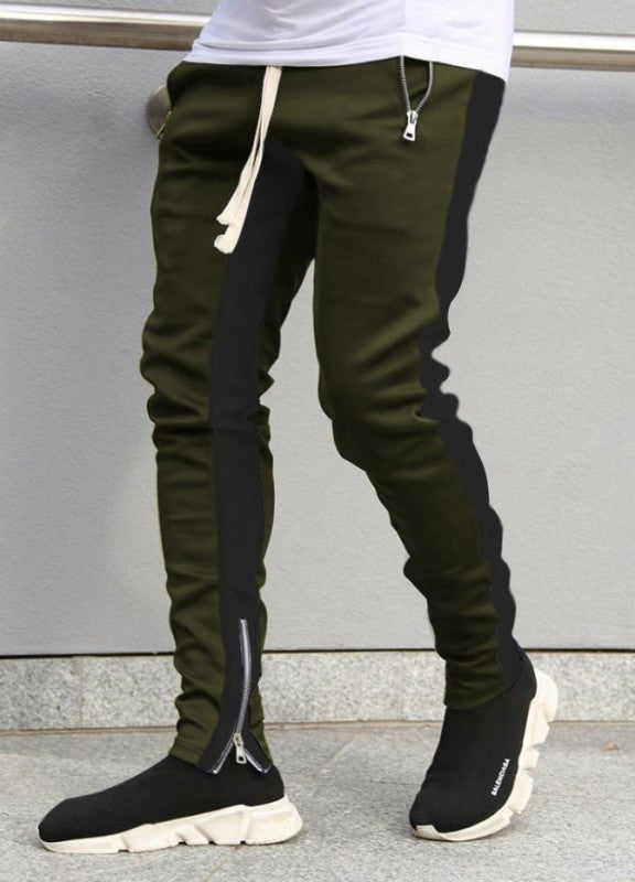 Men's color-block casual double-pocket multi-zipper sportspants kakaclo