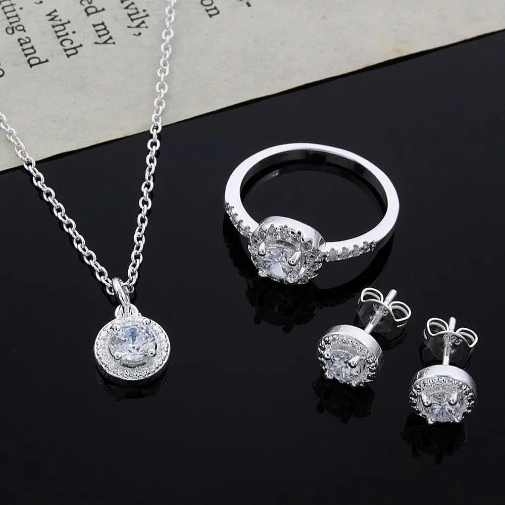 shiny crystal necklace earring ring jewelry Set Rswank
