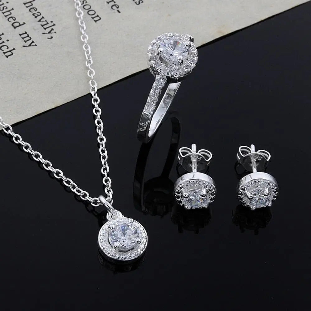 shiny crystal necklace earring ring jewelry Set Rswank