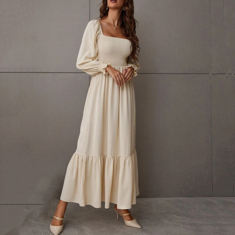 Fashion Hollow Outer Neck Long Sleeve Pullover Dress kakaclo